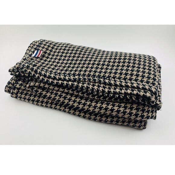 Rare Cremieux Daniel Houndstooth Cotton Queen Blanket Brown Black Large Coverlet - Picture 2 of 8